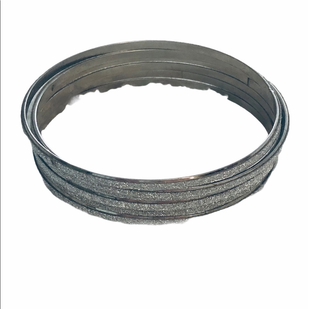 Set of Six Silver Glittering Bracelets